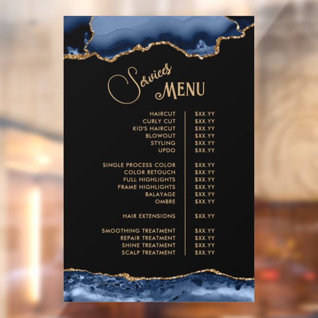 Blue Agate Services Menu (Sheet 2)