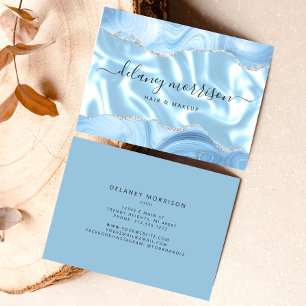 Blue Agate Silver Glitter Luxury Business Card