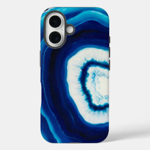 Blue Agate Slice   Abstract iPhone 16 Case