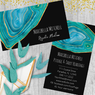 Blue Agate Slice Crystal Psychic Medium Spiritual Business Card