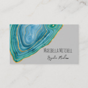Blue Agate Slice Crystal Psychic Medium Spiritual  Business Card