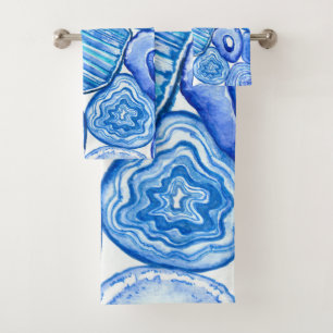 Blue agate slices bath towel set