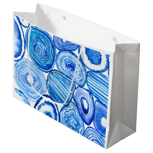Blue agate slices large gift bag (Front Angled)