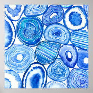 Blue agate slices poster