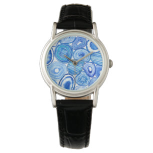 Blue agate slices watch