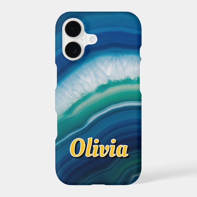 Blue Agate & Teal Geode Luxury Personalized (Back)