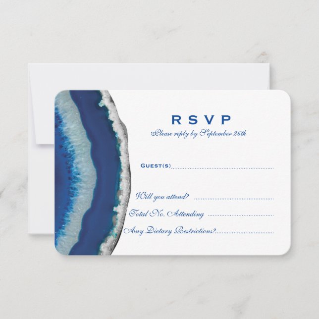 Blue Agate Wedding RSVP (Front)