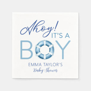 Blue Ahoy It's A Boy Baby Shower  Napkin