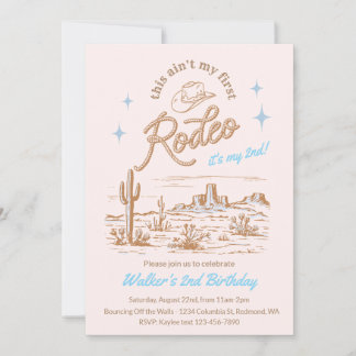 Blue Ain't My First Rodeo Birthday Invite