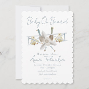 Blue Airplane Baby Shower Invitation
