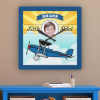 Blue Airplane Little Pilot Name Photo Kids Room