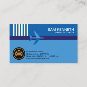 Blue Airplane Runway Airport Taxi Business Card