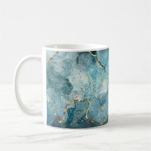 Blue alcohol ink coffee mug