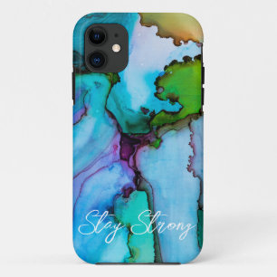 Blue alcohol ink iPhone Case