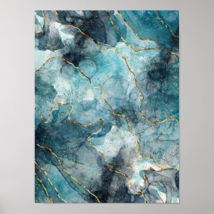 Blue alcohol ink poster