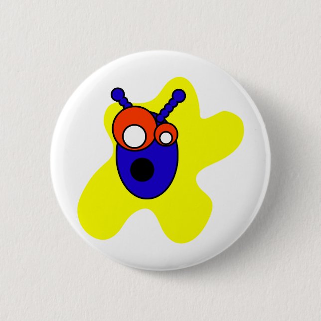 Blue Alien Head 6 Cm Round Badge (Front)