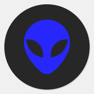 Blue Alien Head Classic Round Sticker