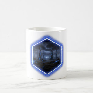 Blue Alien Landscape With Mandelbrot - Coffee Mug