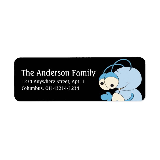 Blue Alien Outer Space Fun Address Labels d1 (Front)