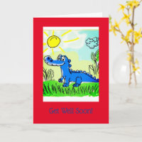 Blue Alligator Kids, 5" x 7" Folded Get Well Card