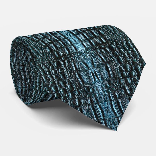 Blue Alligator Leather  Tie (Rolled)