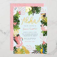 Blue | Aloha Hawaii Tropical Gold Birthday Party