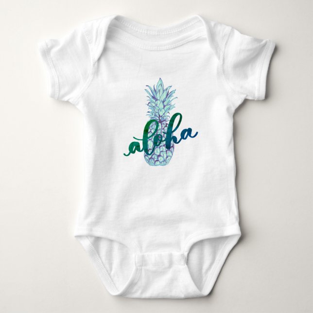 Blue Aloha Pineapple Baby Bodysuit (Front)