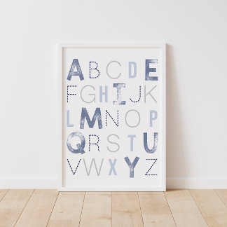 Blue Alphabet ABC Boy Nursery Decor
