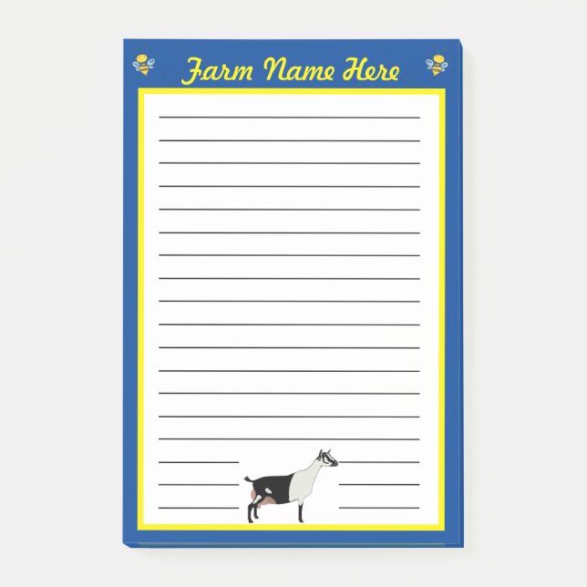 Blue Alpine Dairy Goat & Honey Bee Farm Post-it Notes (Front)