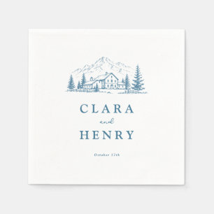 Blue Alpine Lodge Winter Wedding Napkins