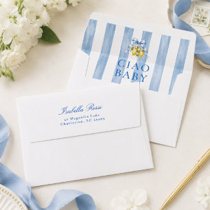 Blue Amalfi Lemon Baby Shower Envelope