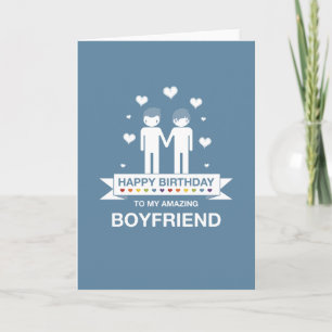 Blue Amazing Boyfriend Happy Birthday Card
