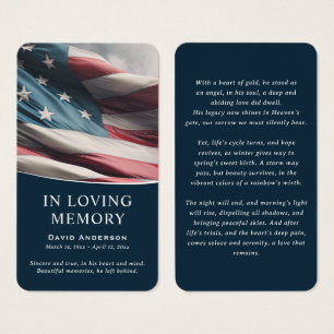 Blue American Flag Memorial Prayer Cards