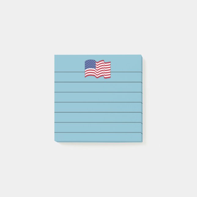 Blue American Flag Post It Notes Gift  (Front)