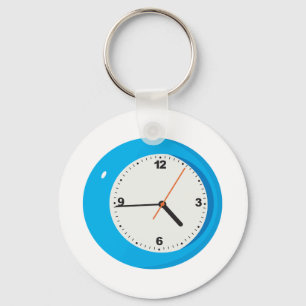 Blue Analogue Clock Key Ring