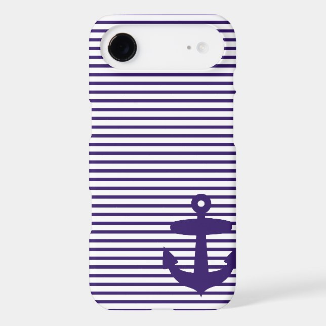Blue Anchor and Navy Blue Sailor Stripes Case-Mate iPhone 3 Case (Back)