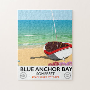Blue Anchor Bay Somerset travel poster Jigsaw Puzzle