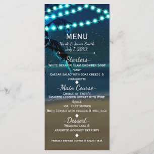 Blue Anchor Beach String Lights Wedding Menu