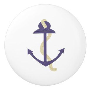 Blue Anchor Ceramic Knob