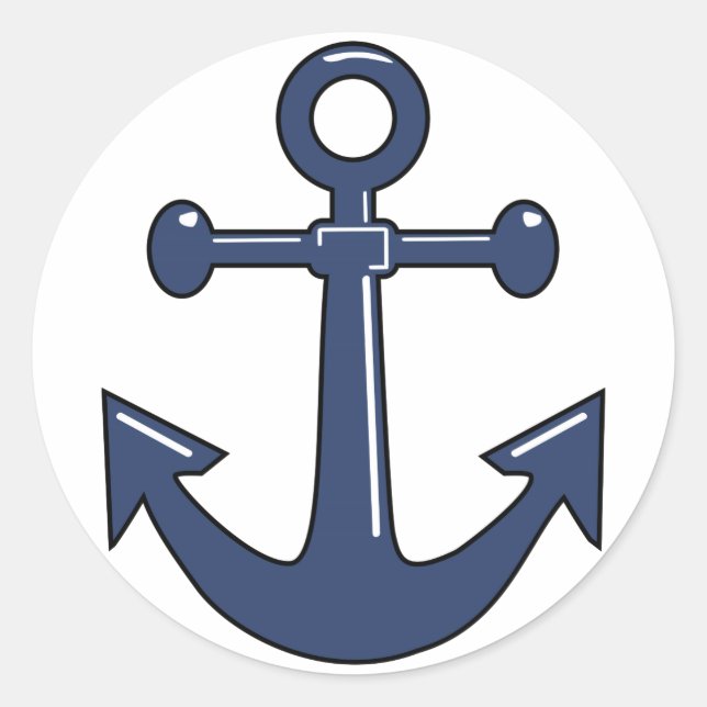 Blue Anchor Classic Round Sticker (Front)