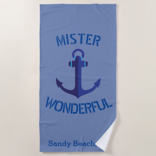 Blue Anchor Monogram Beach Towel
