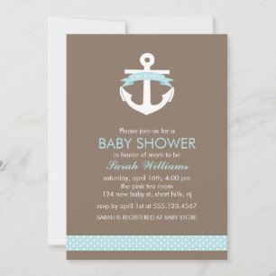 Blue Anchor Nautical Boy Baby Shower Invitation