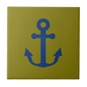 Blue Anchor Nautical Design Tile