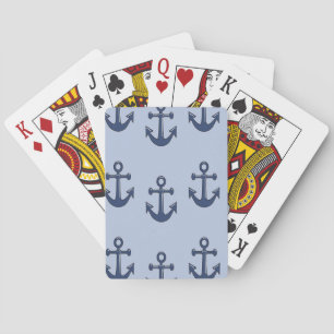 Blue anchor nautical pattern playing cards