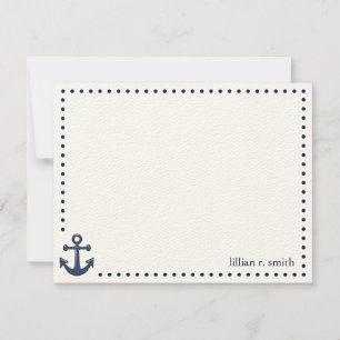 Blue Anchor Nautical Personalised Note Card