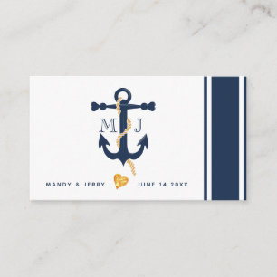 Blue anchor-nautical wedding business card