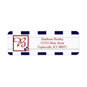 Blue Anchor Nautical Wedding Return Address Label