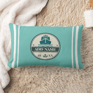 Blue Anchor Nautical Welcome yacht sailing Boat Lumbar Cushion
