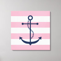 Blue Anchor on Pink Stripes