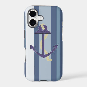 Blue Anchor on Striped Background
